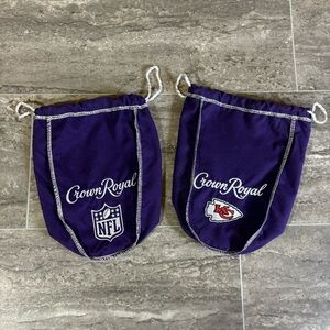 Crown Royal Kansas City Chiefs NFL Drawstring Bags Lot Purple Whiskey Bags